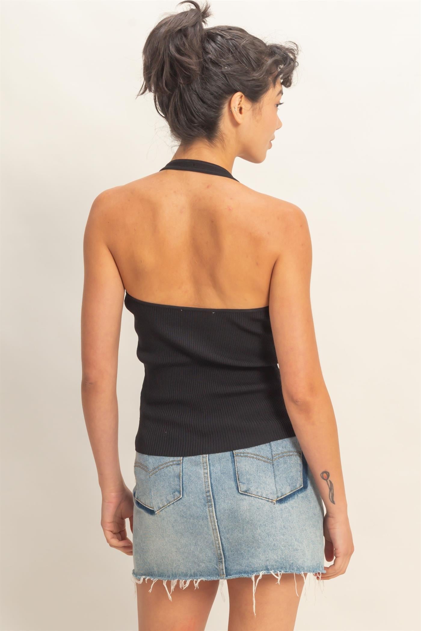 Ribbed Halter Neck Top