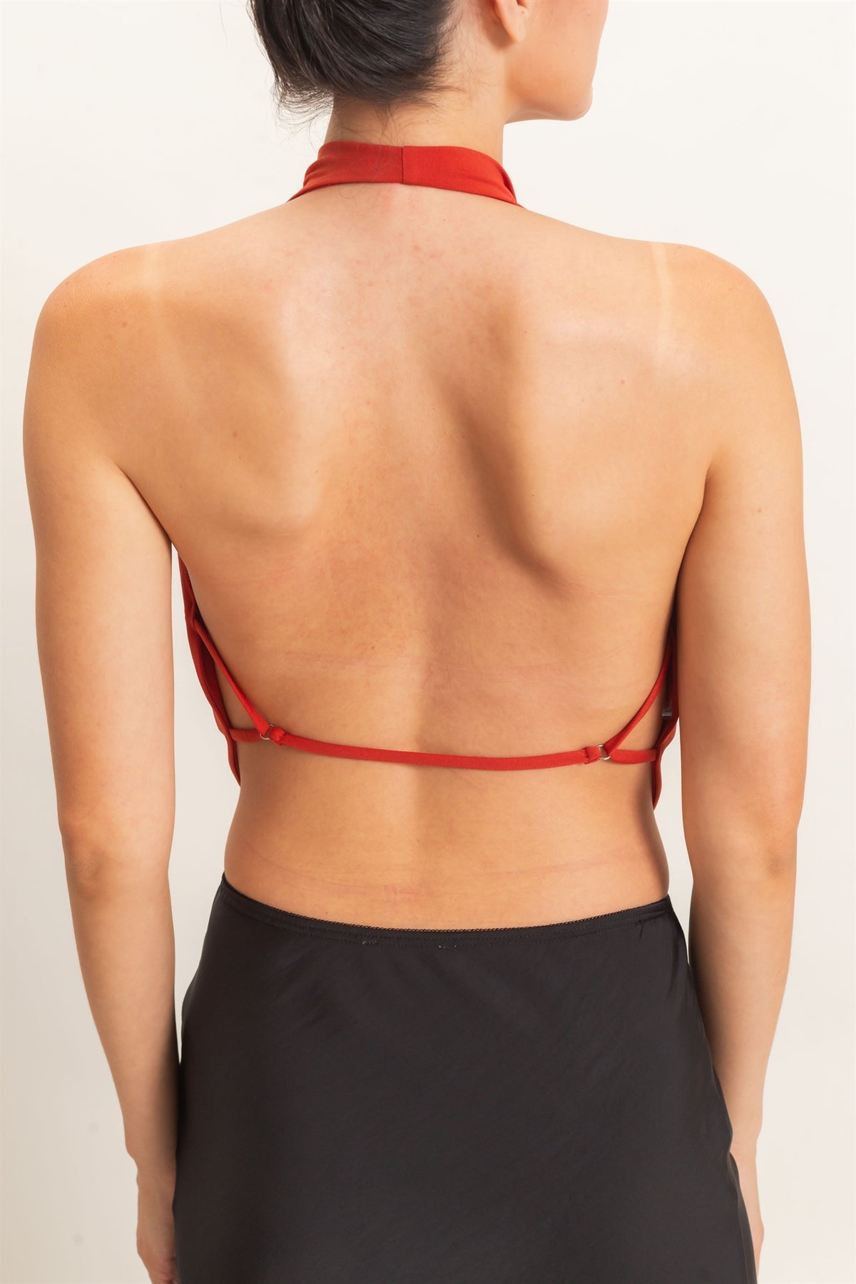 Draped Halter Neck Open Back Top