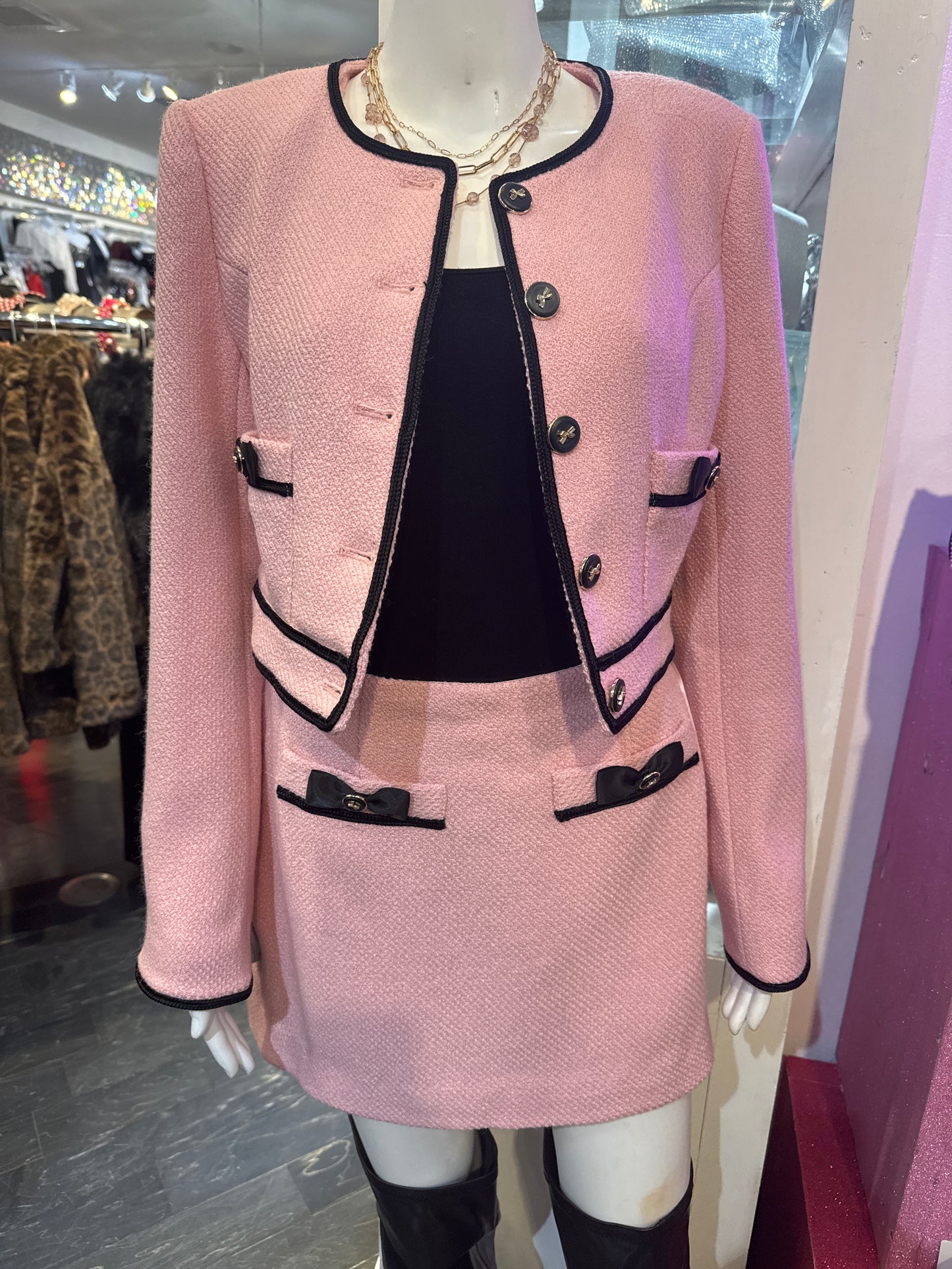 Tweed Bow Detail Mini Skirt