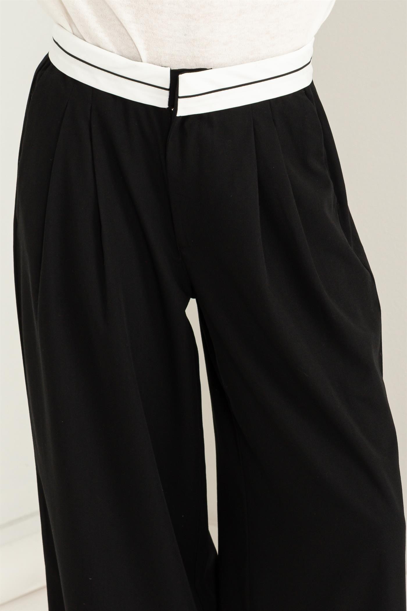 fold over contrast waist pants - alomfejto