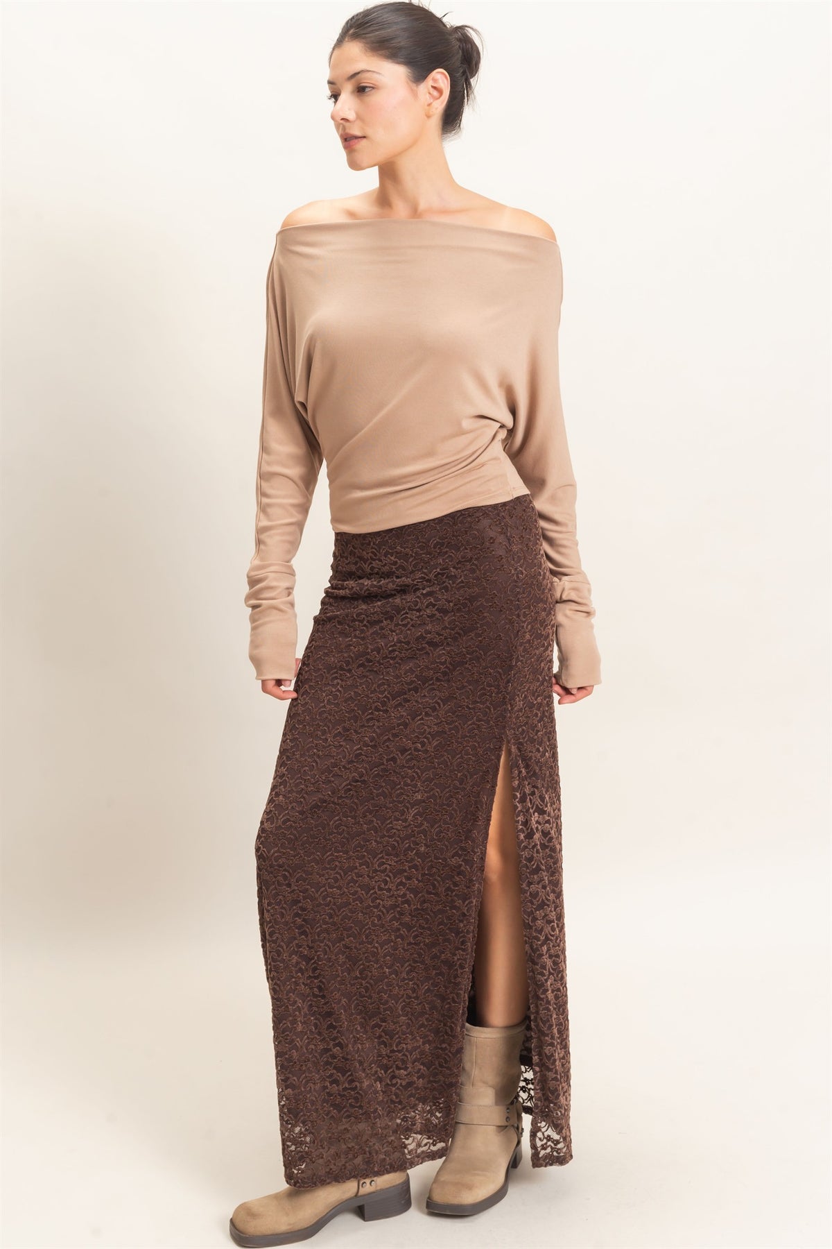 Wide Boat Neck Dolman Sleeve Top