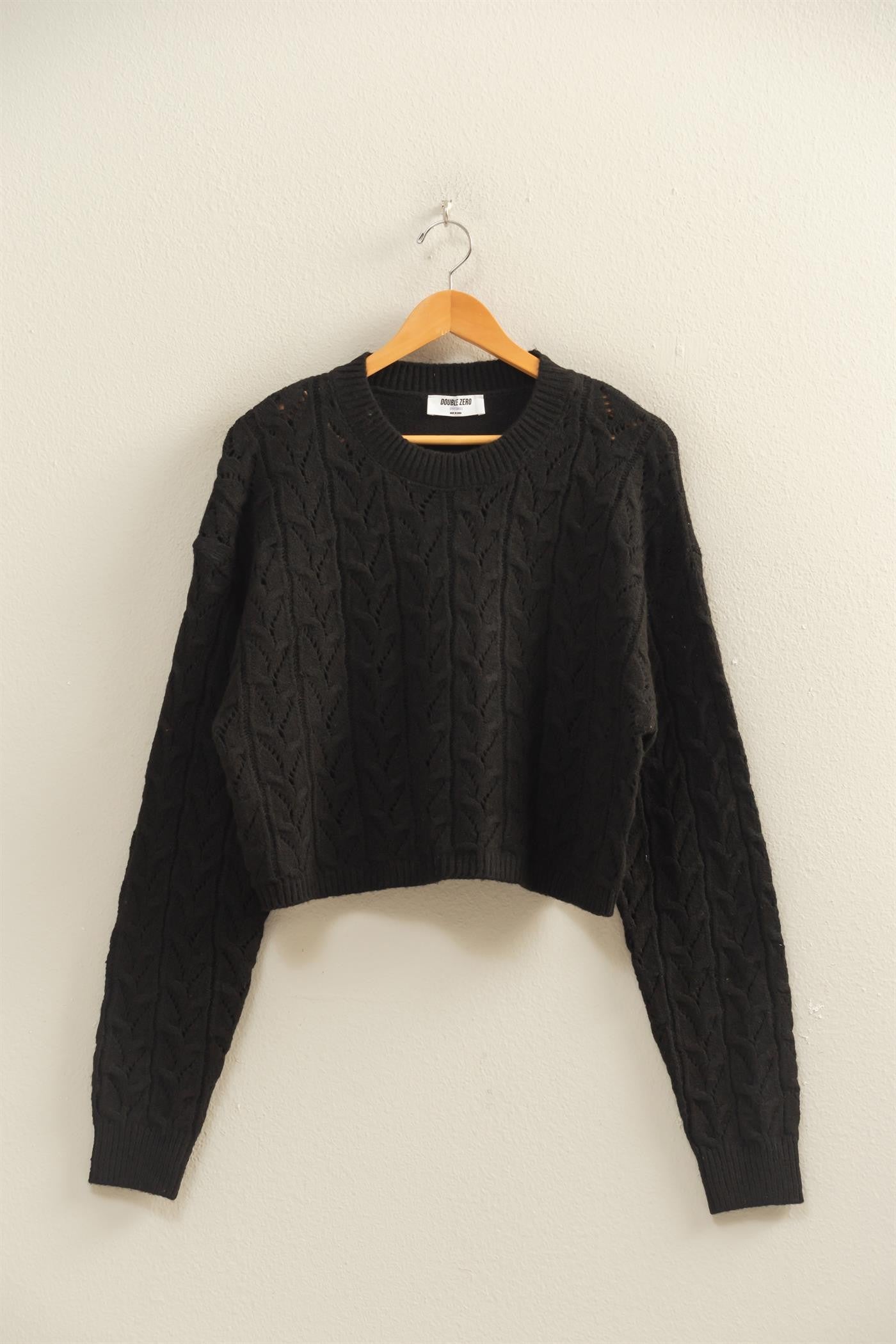 Cropped Cable Knit Sweater