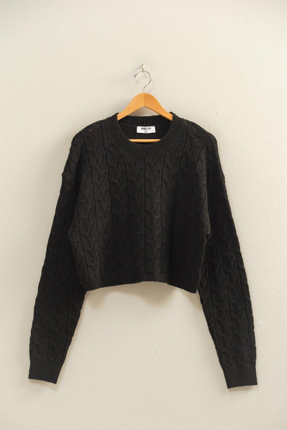 Cropped Cable Knit Sweater