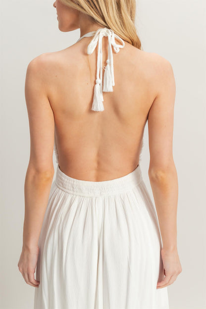 Halter Neck Open Back Flowy Maxi Dress RK Collections Boutique Halter Neck Open Back Flowy Maxi Dress RK Collections Boutique