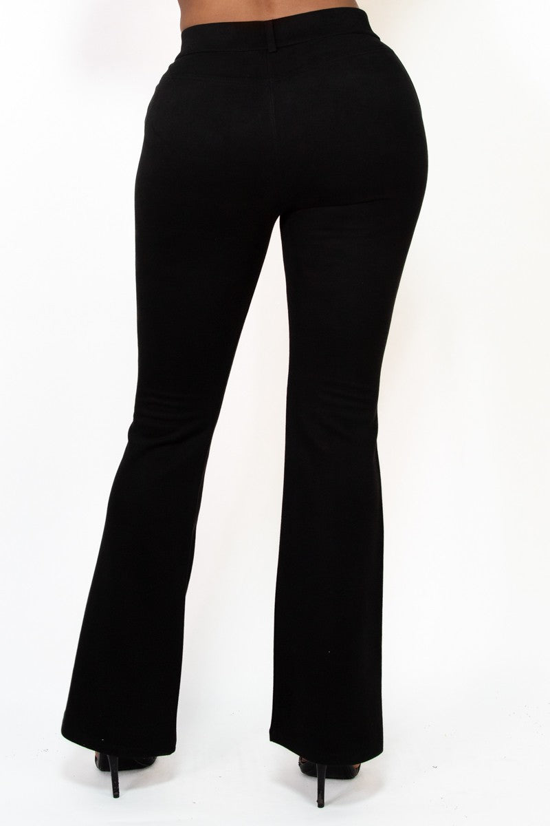 High-rise Wide Leg Soft Suede Pants