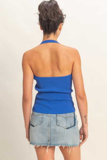 Ribbed Halter Neck Top