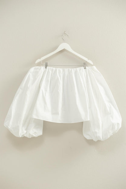 Off The Shoulder Bubble Sleeve Woven Blouse