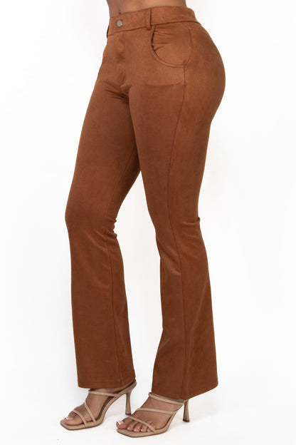 High-rise Wide Leg Soft Suede Pants