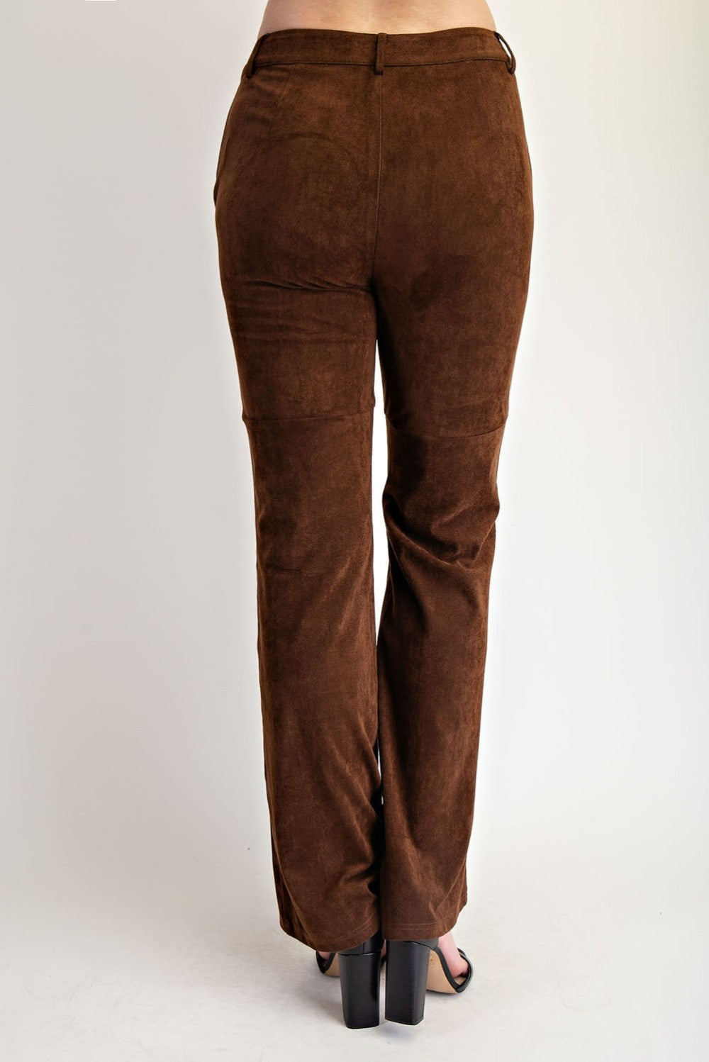 Faux Suede Semi Flare Pants