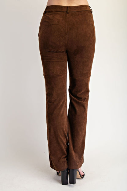 Faux Suede Semi Flare Pants