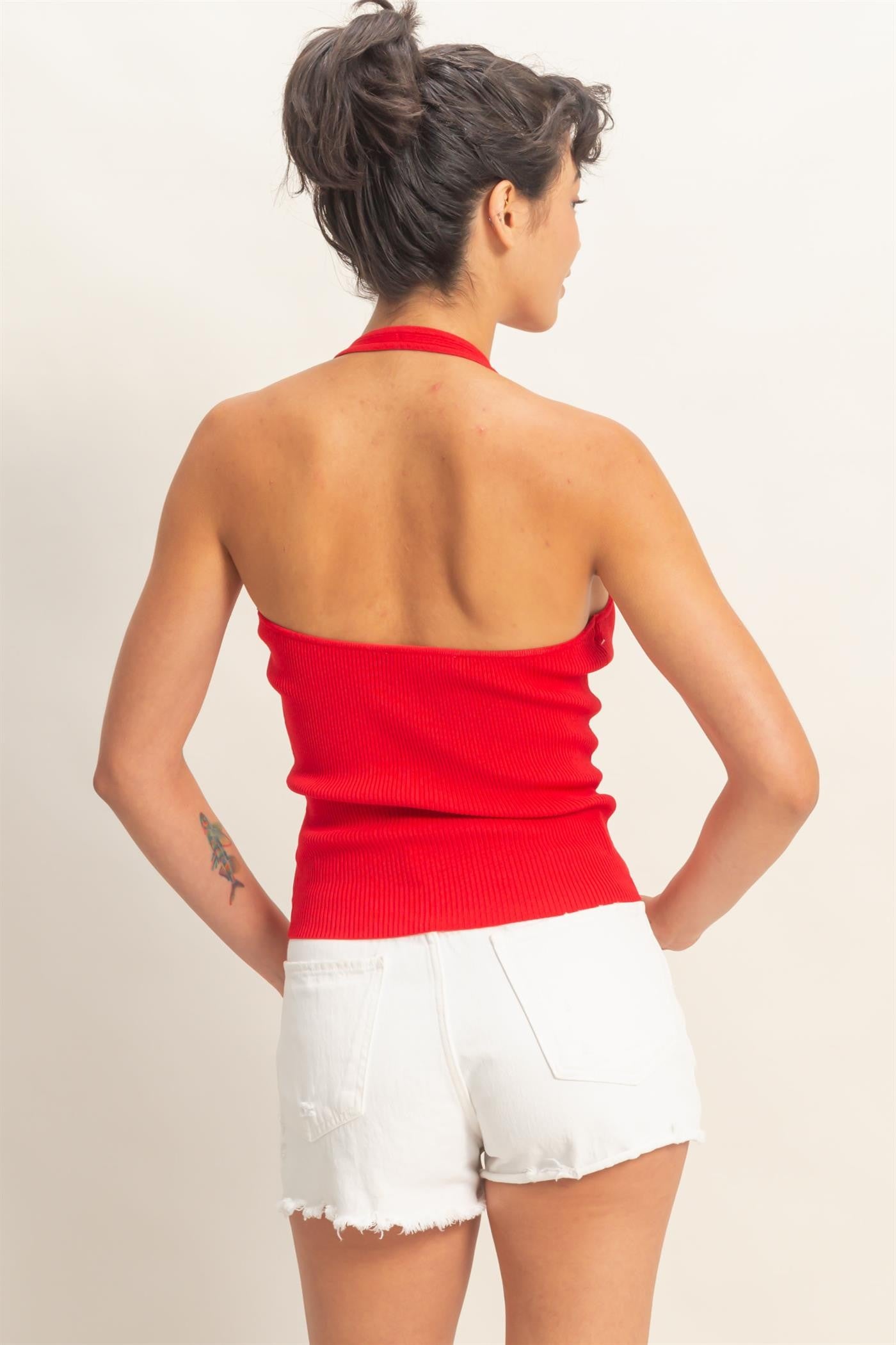 Ribbed Halter Neck Top