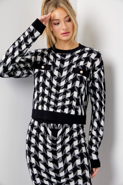 Houndstooth Knit Skirt