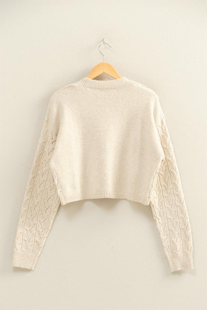 Cropped Cable Knit Sweater