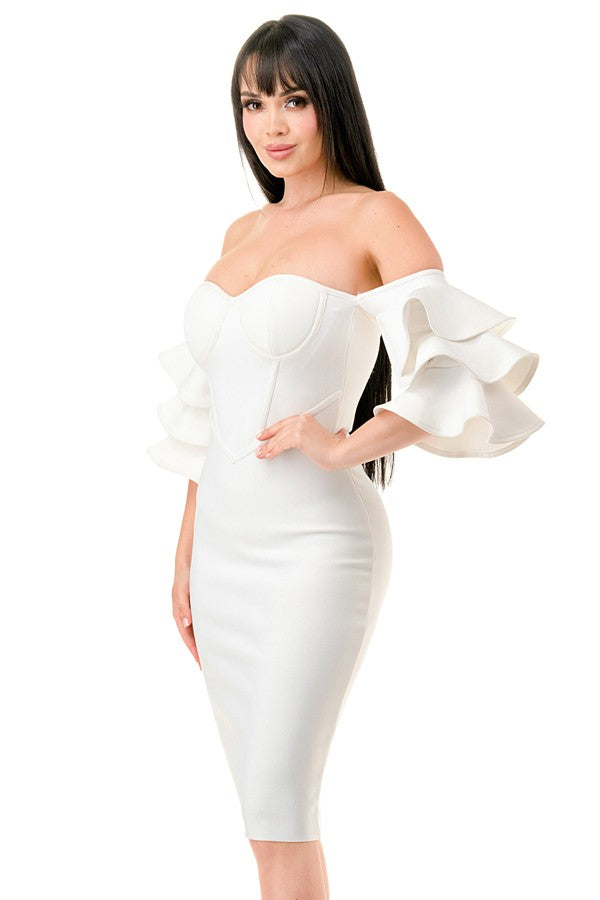 bandage strapless bustier dress with sleeves