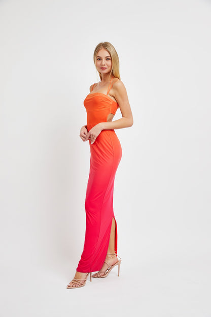 ombre mesh maxi dress Ombre Mesh Cowl Neck Maxi Dress S / Blue Peach