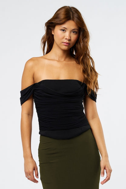 Mesh Off The Shoulder Corset Top