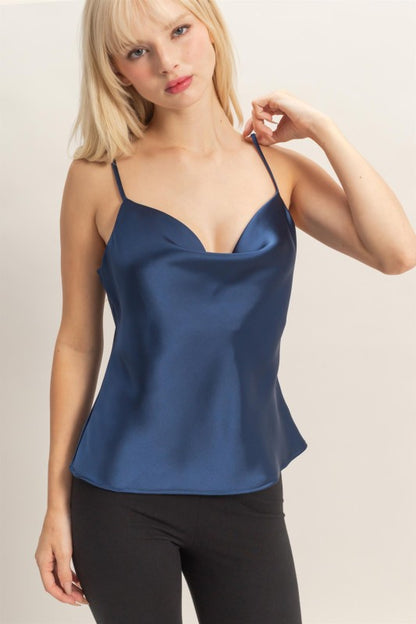Cowl Neck Satin Cami Top