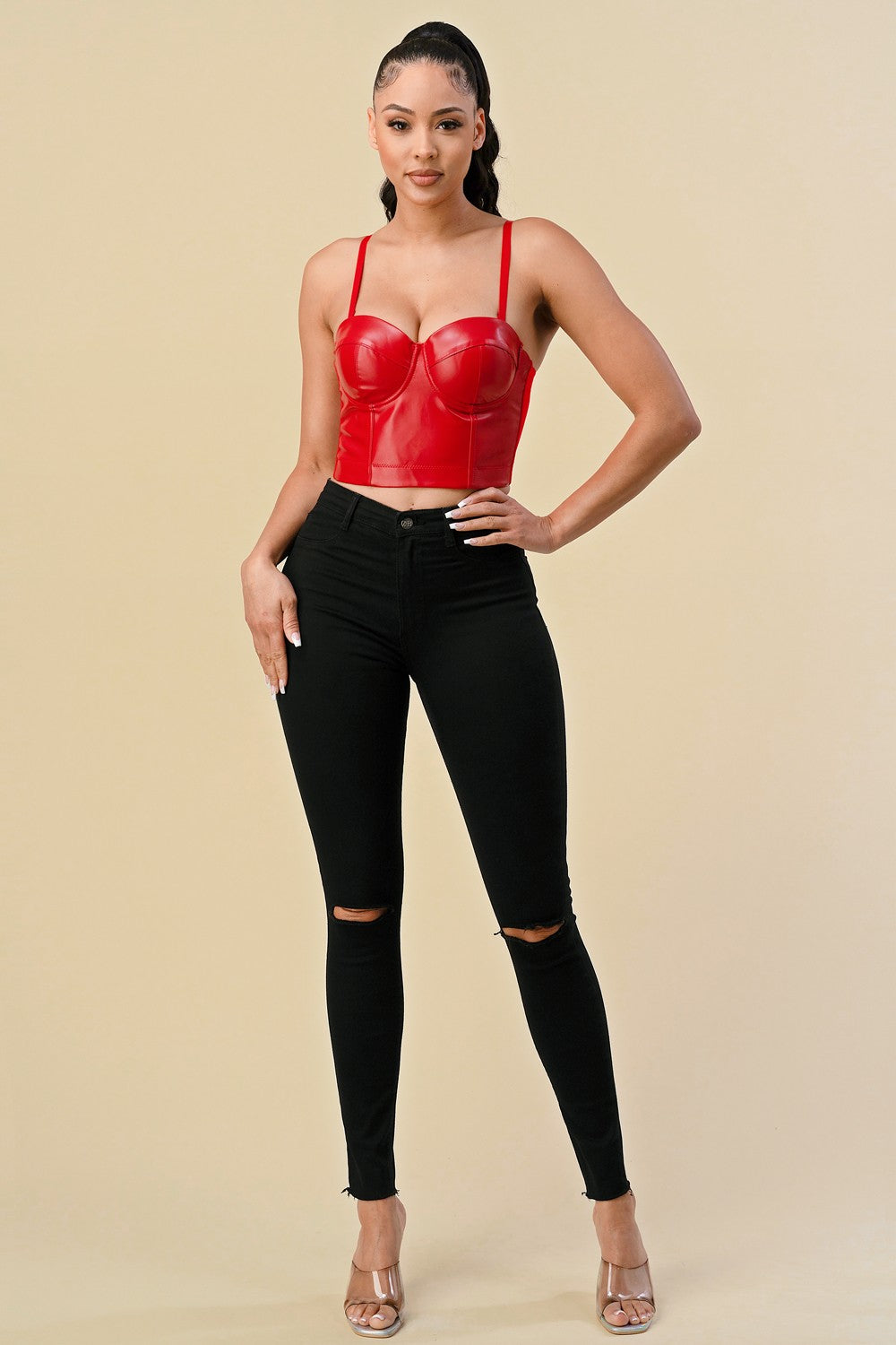 faux leather bustier