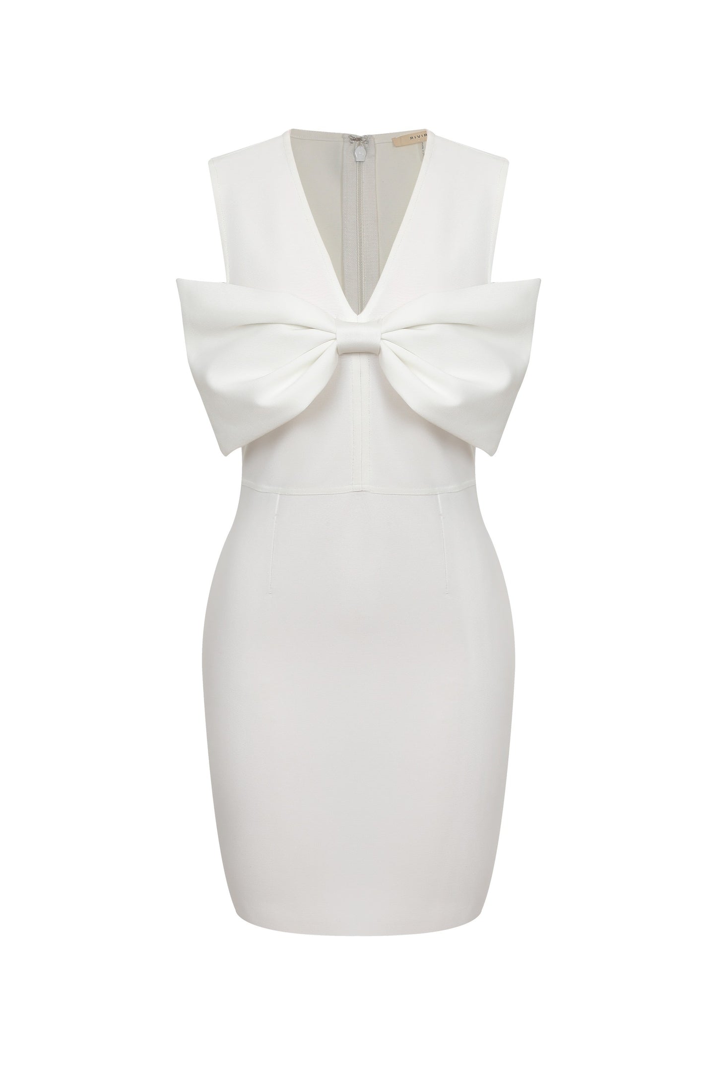 V neck Bow Bodycon Sleeveless Dress