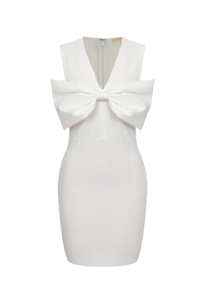V neck Bow Bodycon Sleeveless Dress