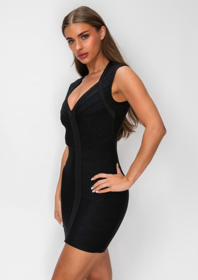 Bandage Deep V-neckline Bodycon Sleeveless Dress
