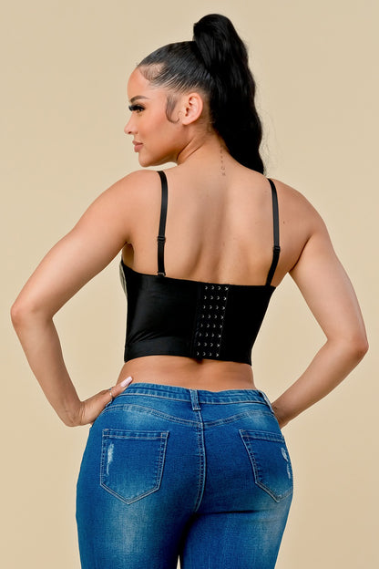 faux leather bustier