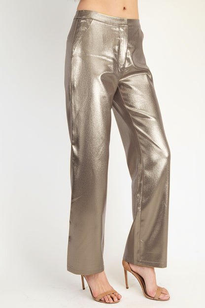 metallic foiled crepe pants