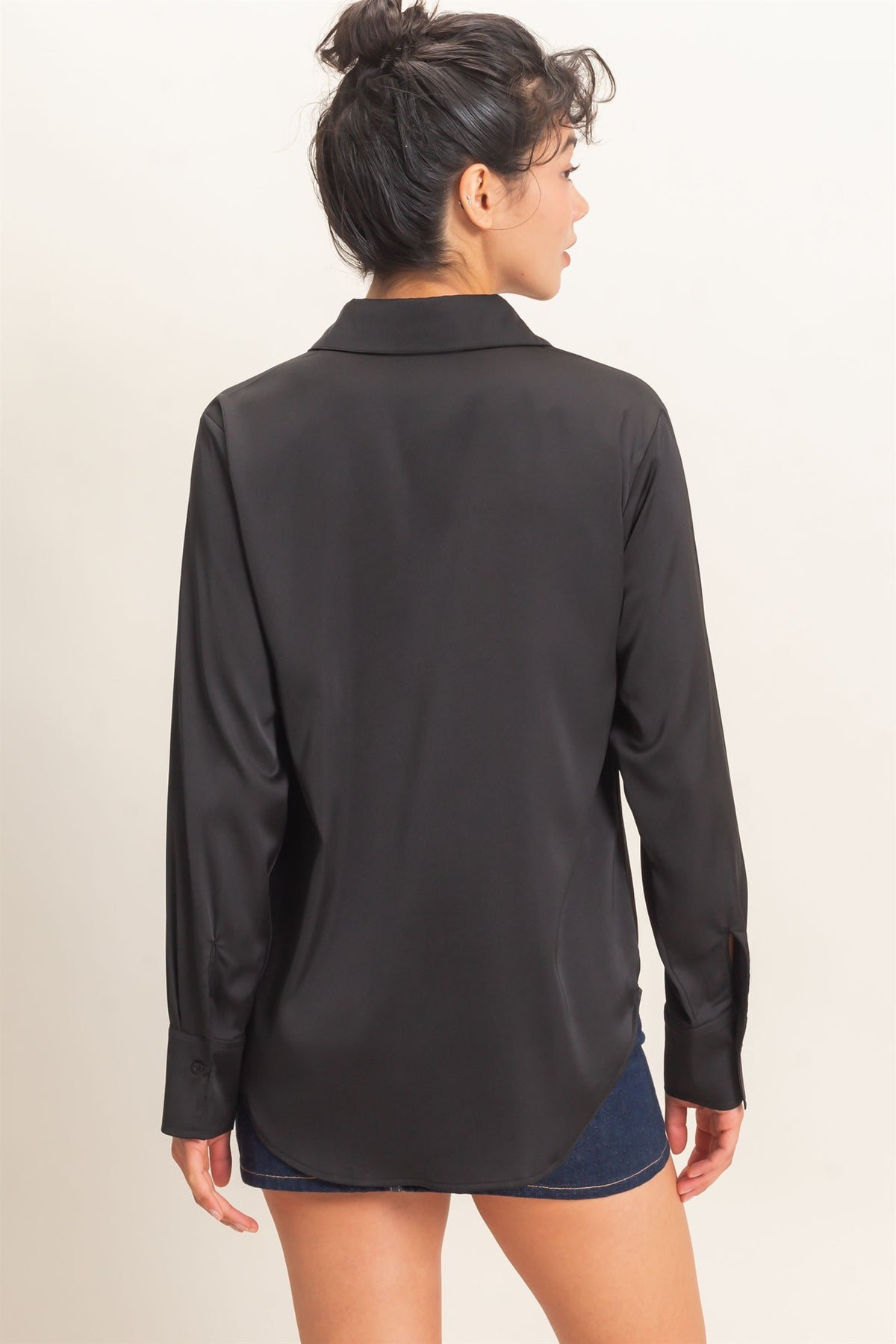 Satin Button Down Blouse