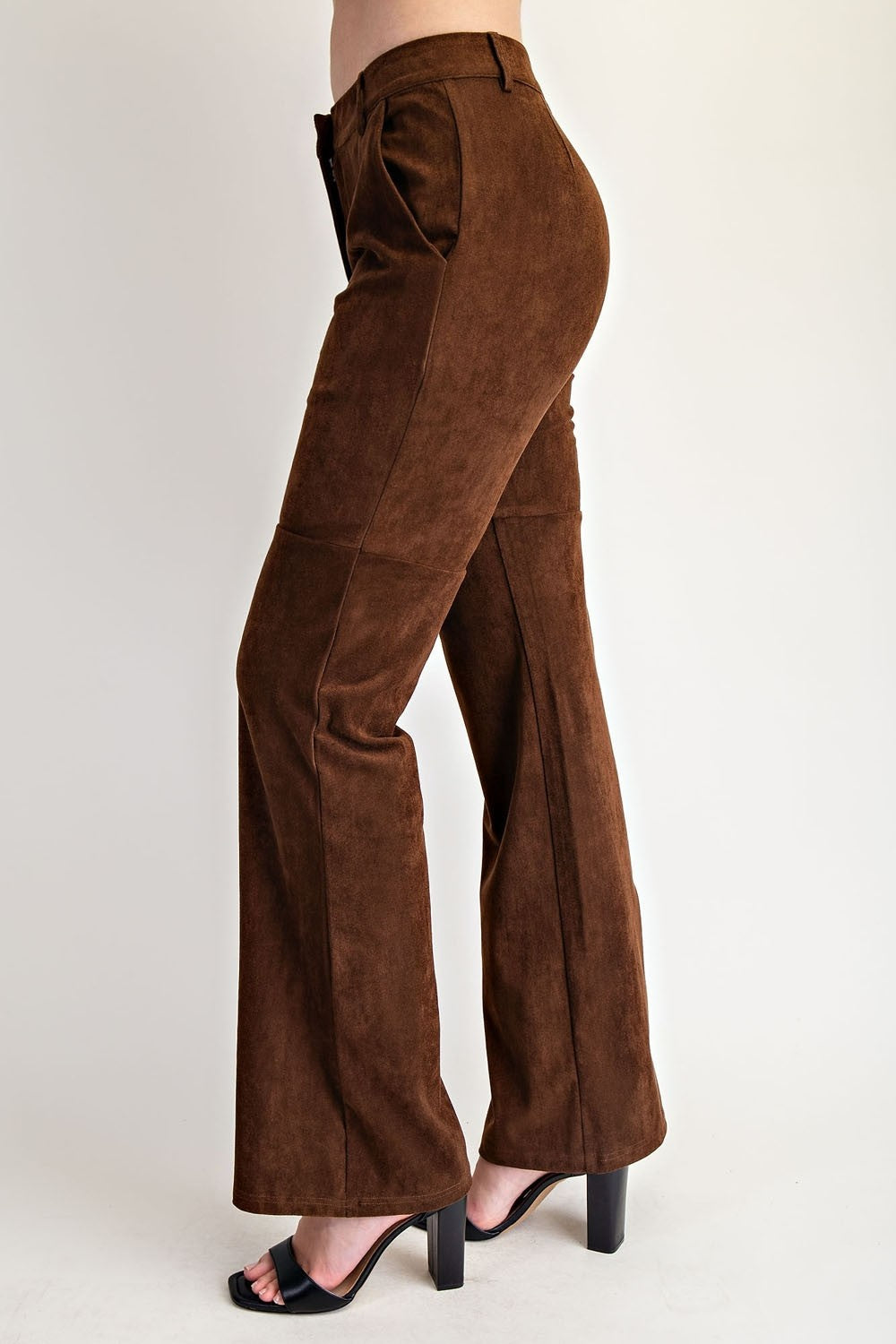 Faux Suede Semi Flare Pants