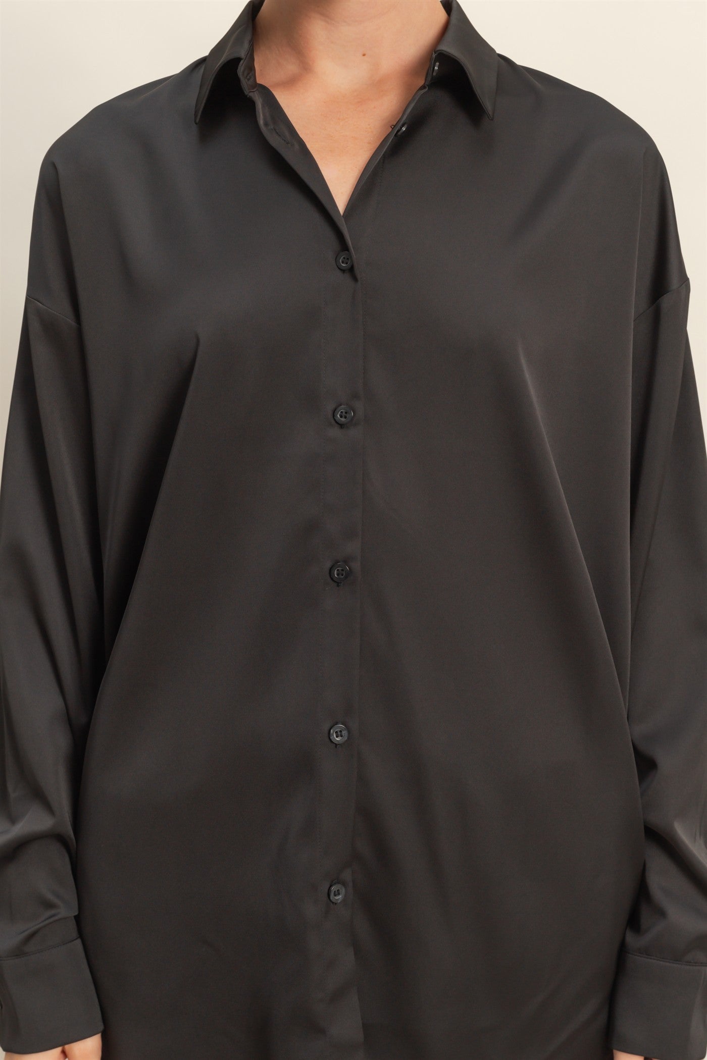 Long Sleeve Oversized Satin Shirt