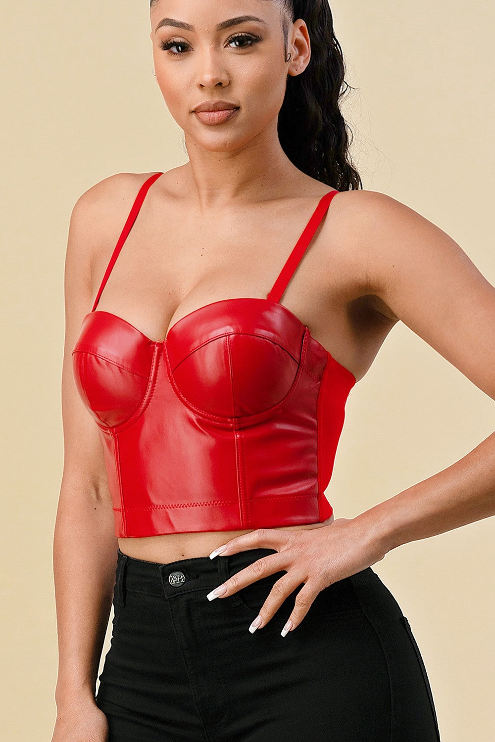 faux leather bustier