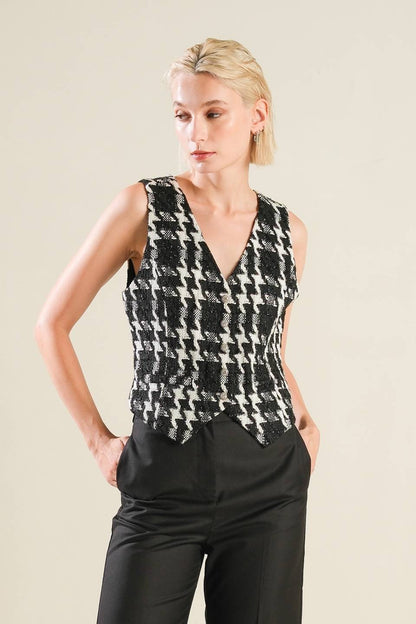 lurex plaid vest