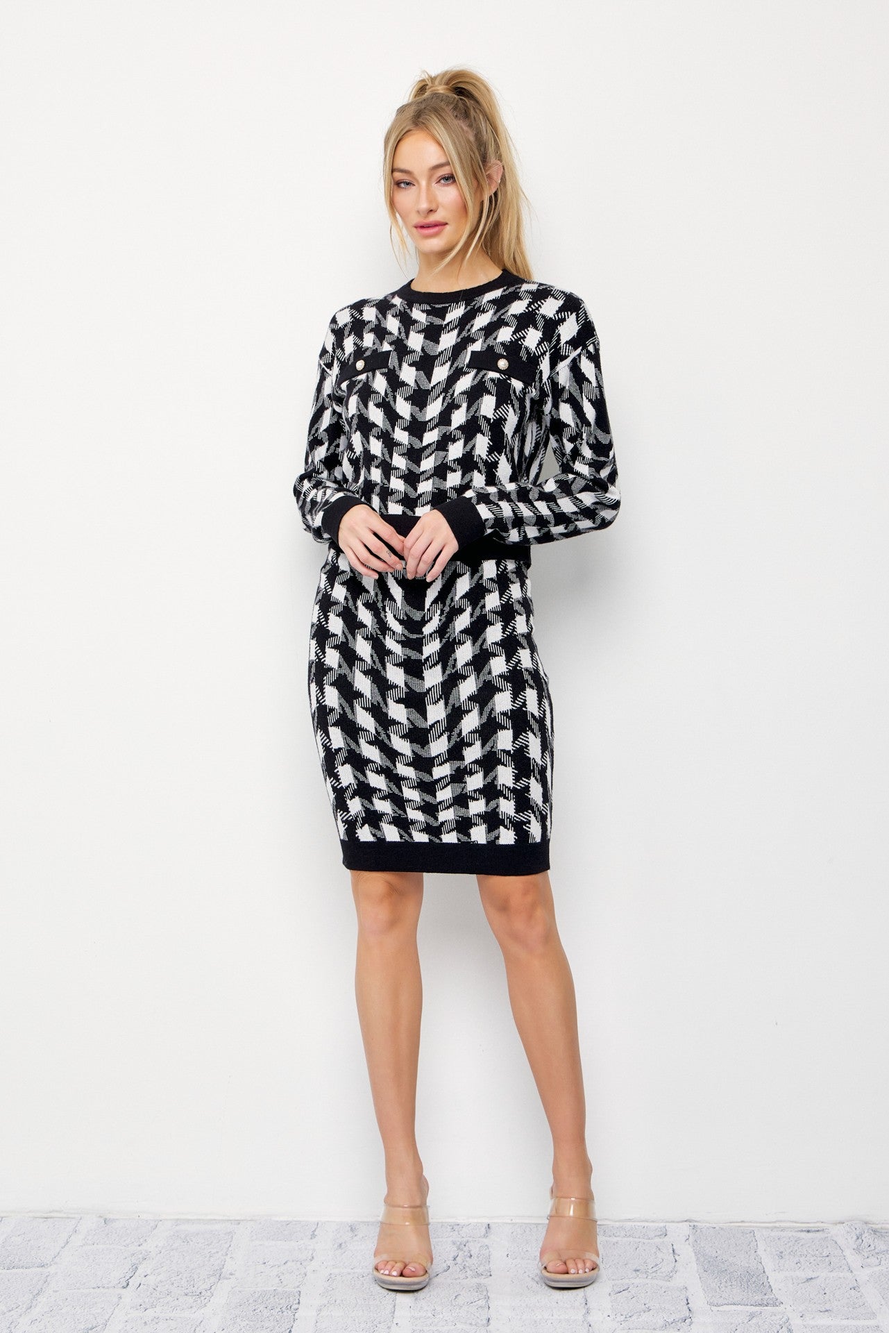 Houndstooth Knit Skirt