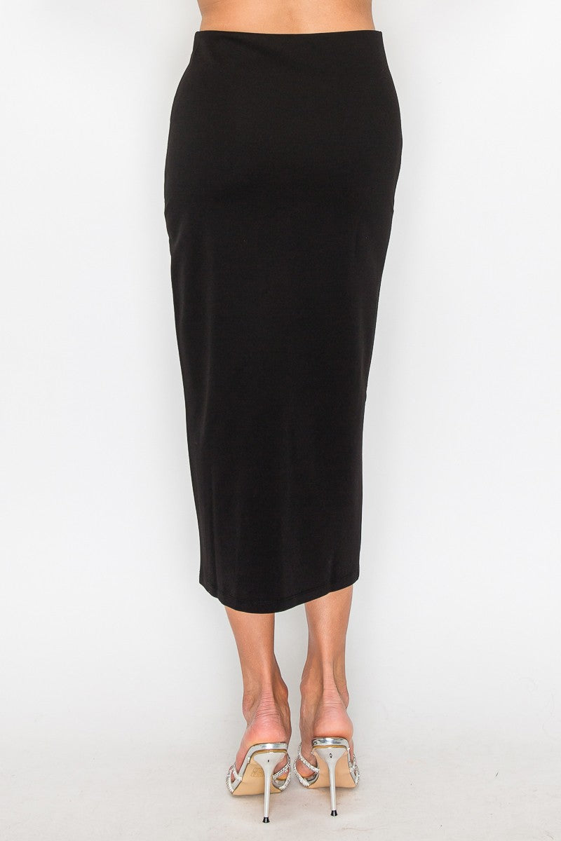 Lace-up Slit High-rise Midi Skirt