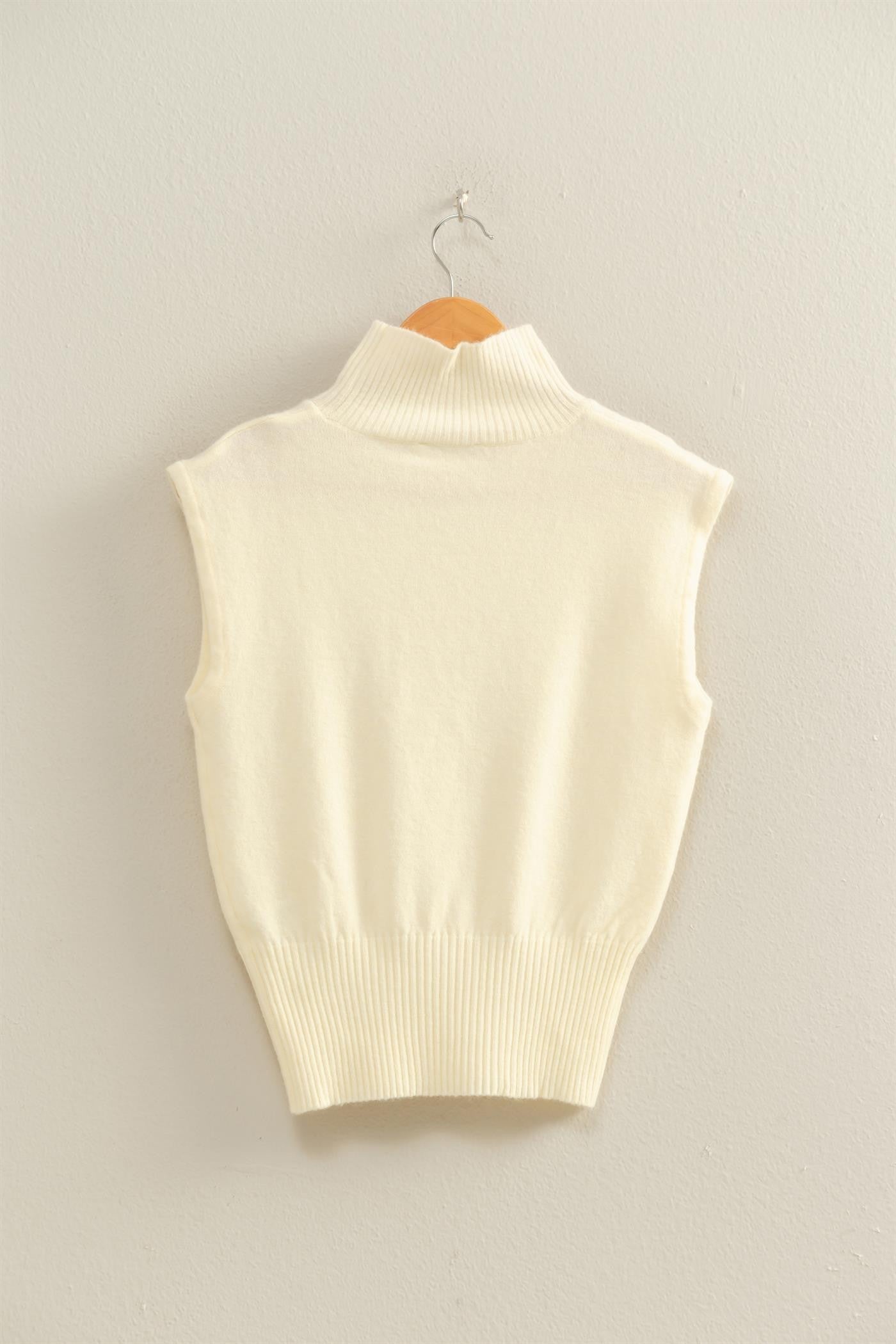 High Neck Sleeveless Knit Top