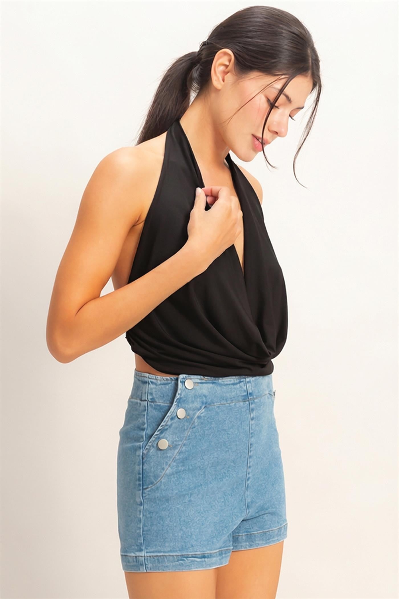 Draped Halter Neck Top