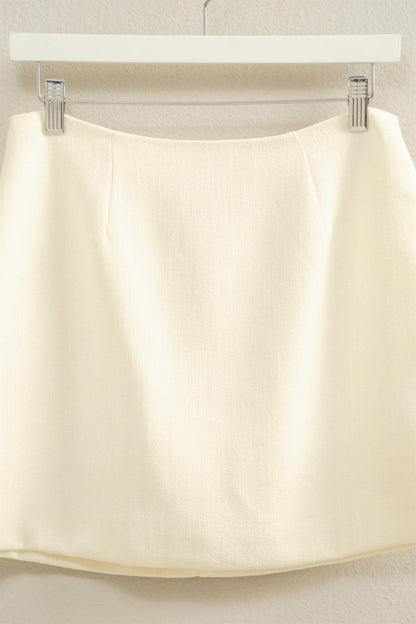 textured mini skirt