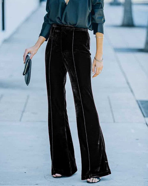 Velvet high waist pants green | Trendy Pants - Lush Fashion Lounge