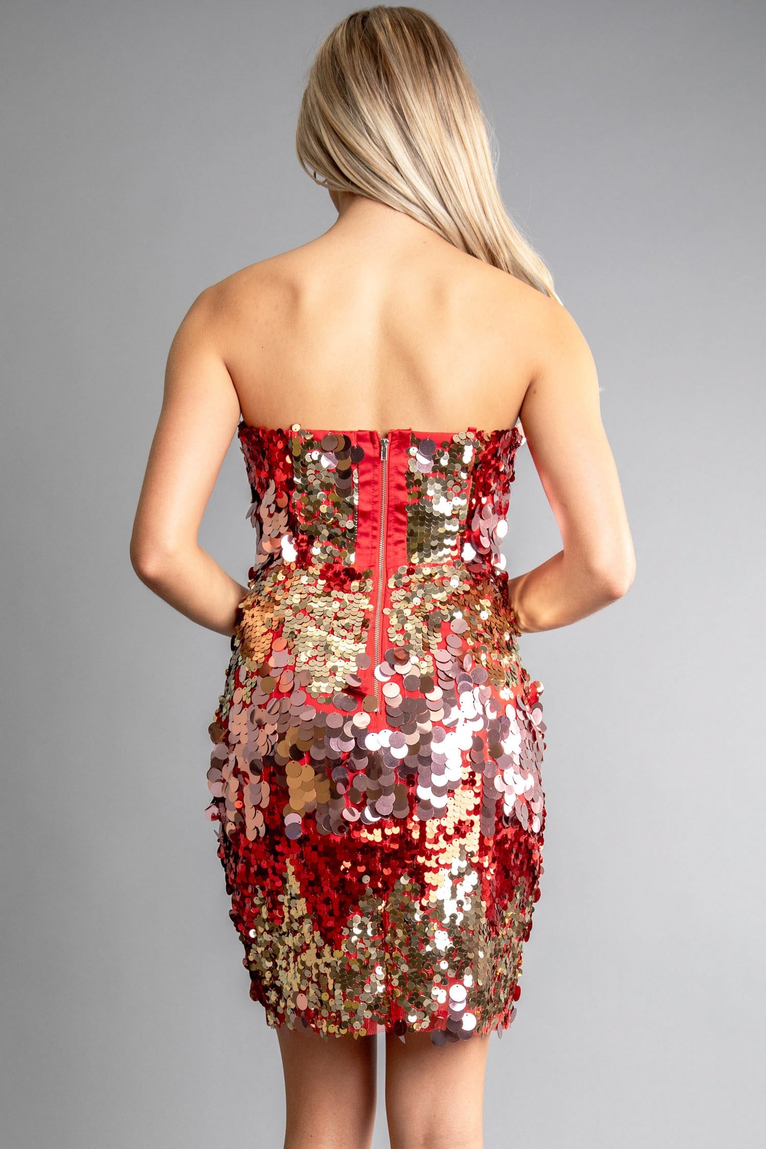 strapless multi color sequin dress Black/Gold / MEDIUM strapless multi color sequin dress Black/Gold / MEDIUM