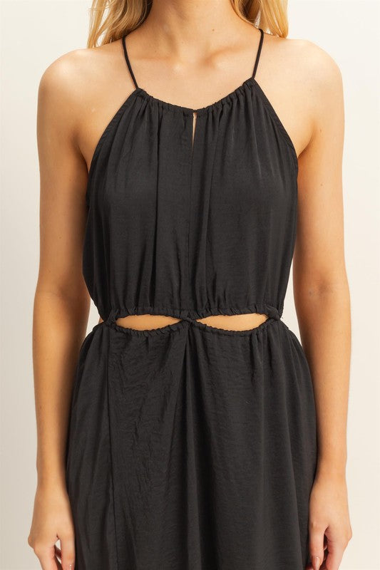 Side Cutouts Side Slit Maxi Dress