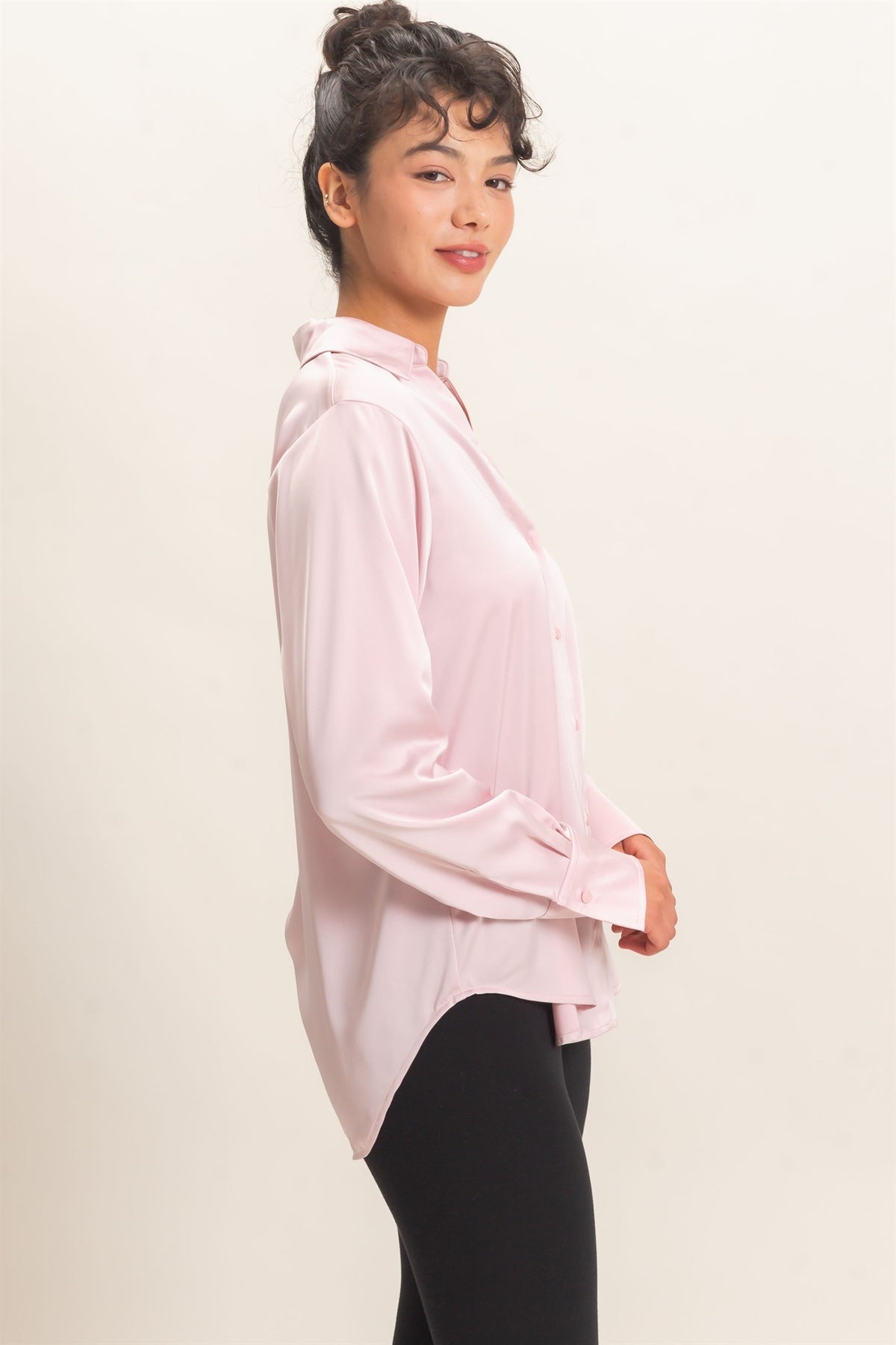 Satin Button Down Blouse
