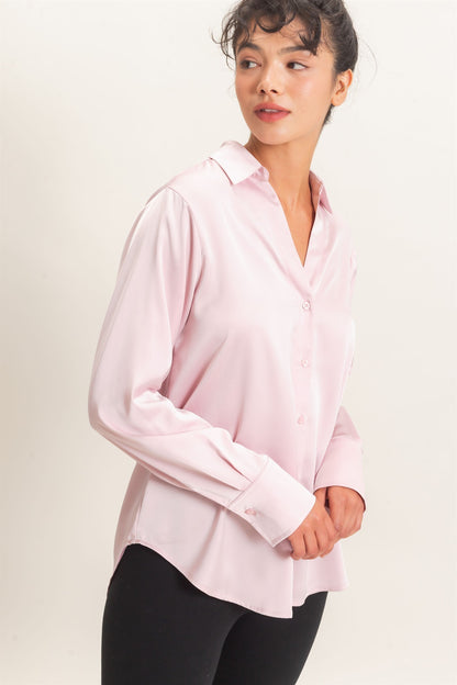 Satin Button Down Blouse
