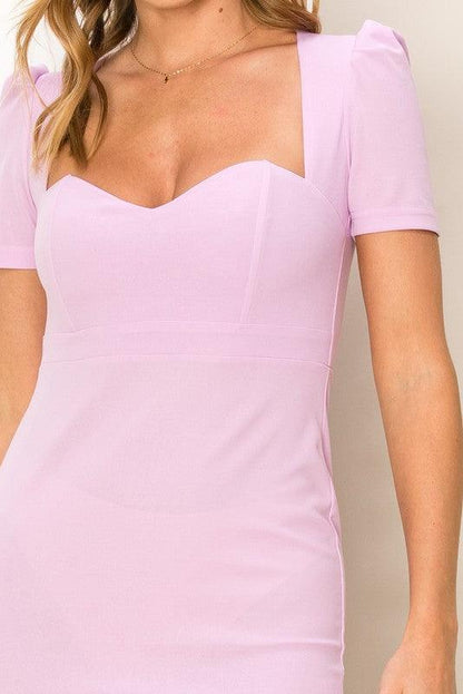 short sleeve sweetheart neckline dress - RK Collections Boutique