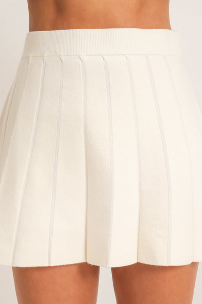 Pleated Mini Knit Skirt
