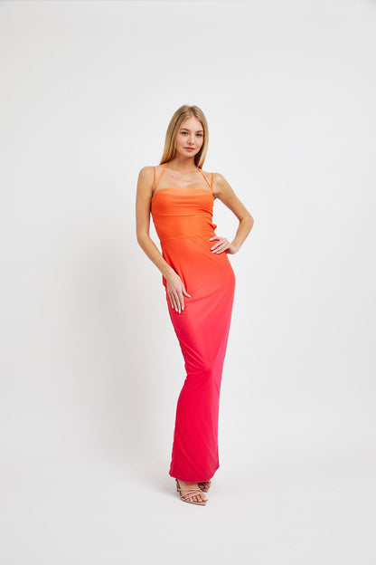 Mesh Ombre Maxi Dress