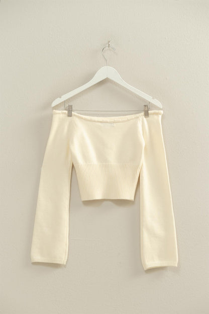 Ribbon Tie Detailed Off The Shoulder Sweater Top