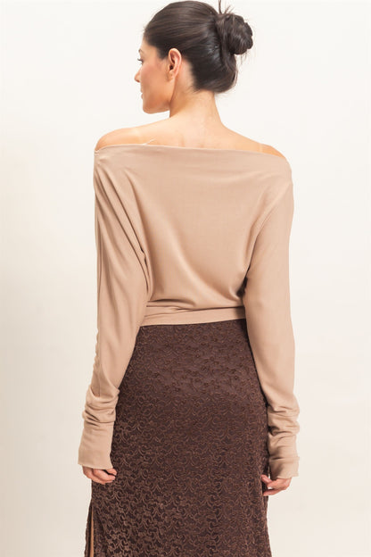 Wide Boat Neck Dolman Sleeve Top