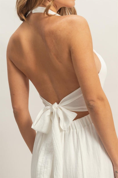 Halter Button-front Jumpsuit