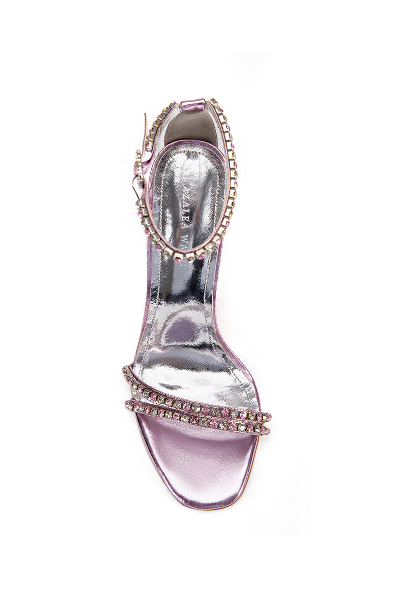 rhinestone metallic pink stiletto sandal