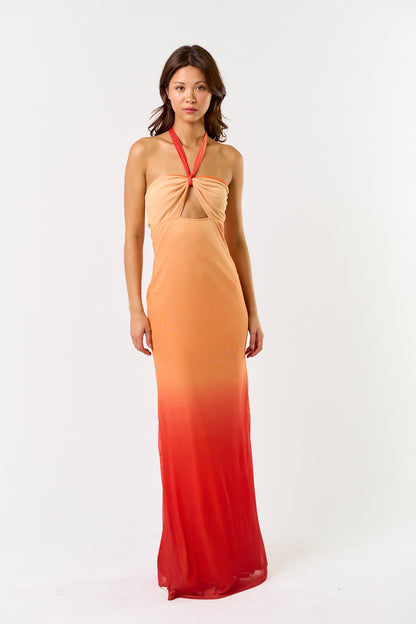 Halter Neck Ombre Maxi Dress